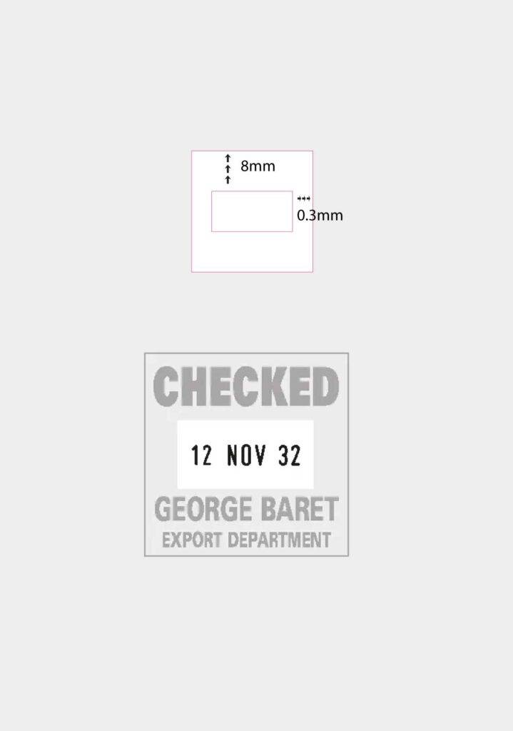 Custom Self Inking Dater Stamp Measurements 8mm x 0.3mm